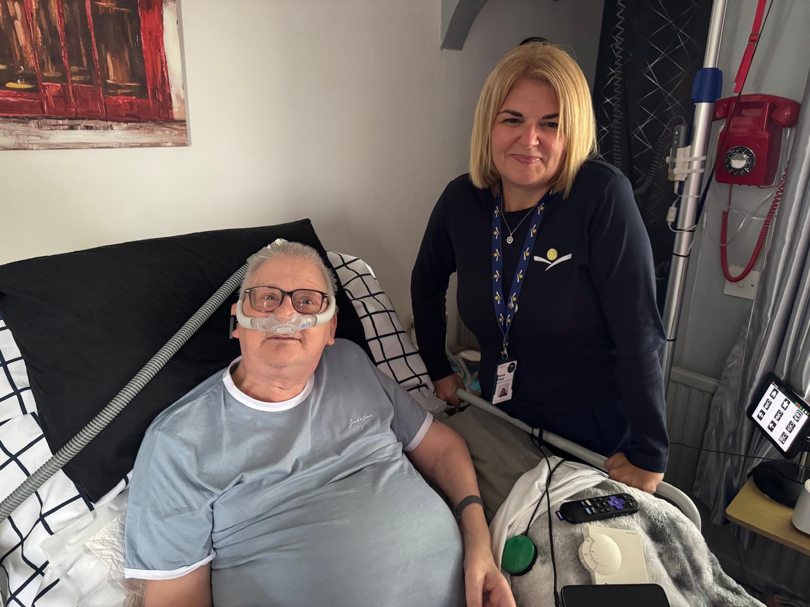 A hospice of the Valleys nurse with a patient